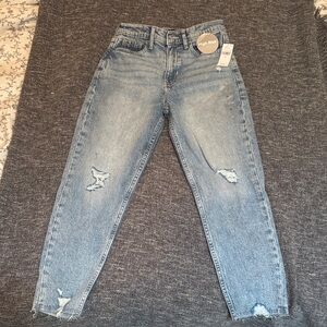 GAP High-Rise Distressed Blue Mom Jeans